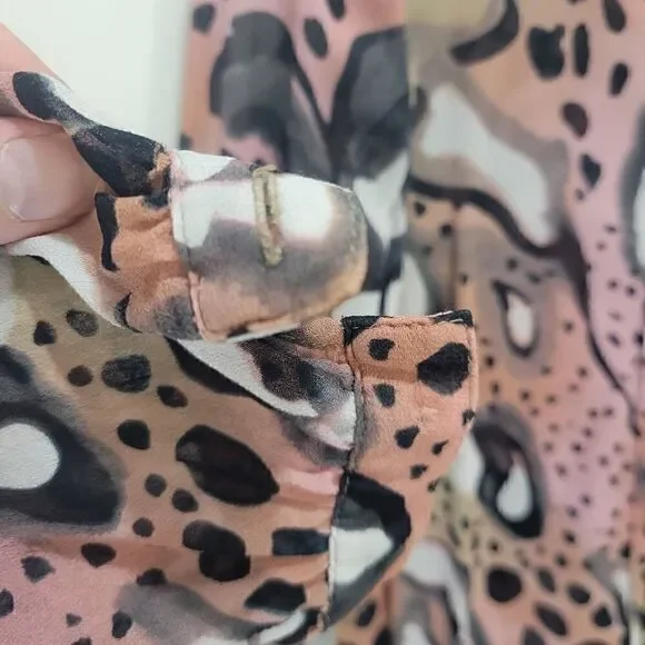 French Connection Sheer Abstract Pattern Blouse with 3/4 Sleeves - Picture 8 of 11